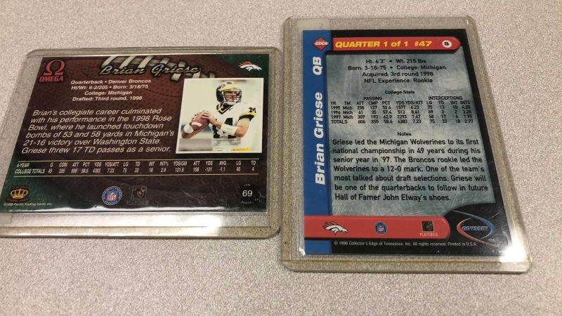 Photo 1 of NFL FOOTBALL BRIAN GRIESE ROOKIE CARDS