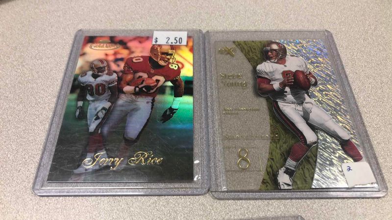 Photo 1 of NFL FOOTBALL STEVE YOUNG AND JERRY RICE CARDS