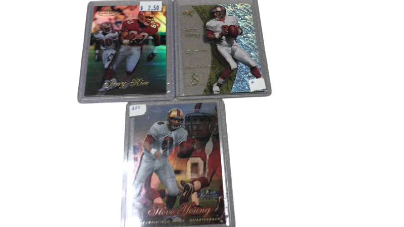 Photo 1 of NFL FOOTBALL STEVE YOUNG AND JERRY RICE CARDS