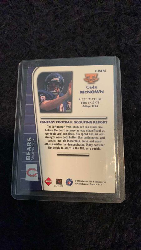 Photo 1 of 1999 NFL FOOTBALL COLLECTORS EDGE CADE MCNOWN AUTOGRAPHED CARD