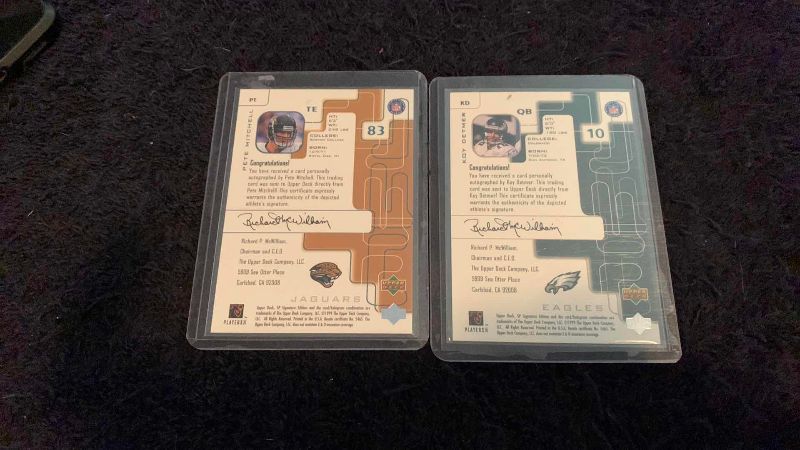 Photo 1 of 1999 NFL FOOTBALL KOY DETMER AND PETE MITCHELL AUTOGRAPH CARDS