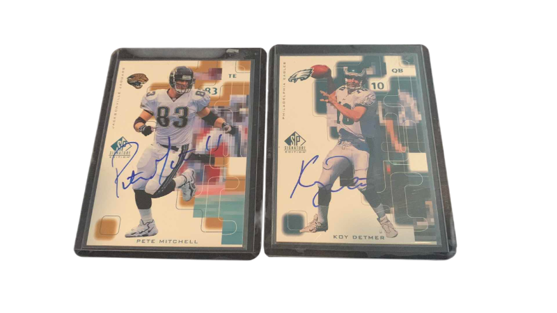 Photo 1 of 1999 NFL FOOTBALL KOY DETMER AND PETE MITCHELL AUTOGRAPH CARDS