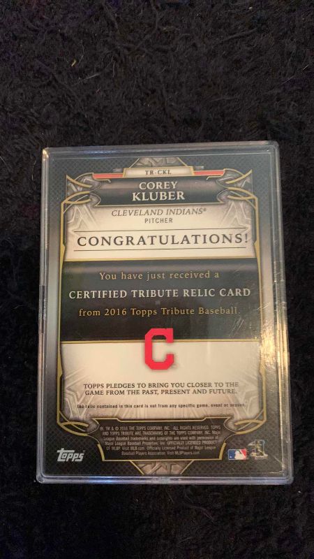 Photo 1 of 2016 MLB BASEBALL TOPPS COREY KLUBER JERSEY CARD 56/99