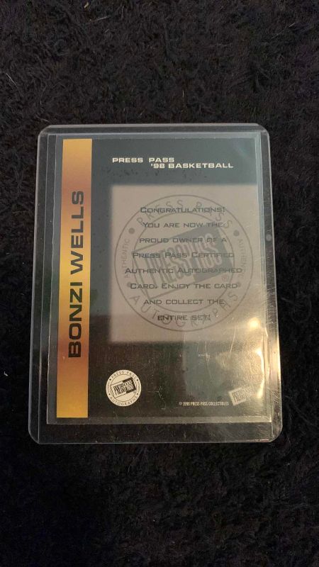Photo 1 of 1998 NBA BASKETBALL PRESSPASS BONZI WELLS ROOKIE AUTOGRAPH CARD