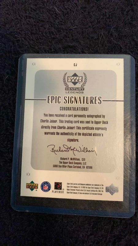 Photo 1 of 1999 NFL FOOTBALL 1999 UPPER DECK CHARLIE JOINER EPIC SIGNATURES AUTOGRAPHED CARD