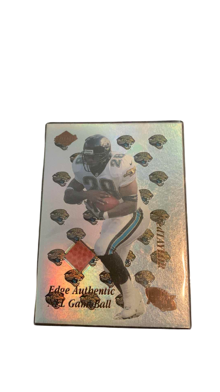 Photo 1 of 1998 NFL FOOTBALL COLLECTORS EDGE FRED TAYLOR GAME USED FOOTBALL CARD