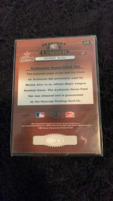 Photo 1 of 2001 MLB BASEBALL DONRUSS MOISES ALOU GAME USED BAT CARD