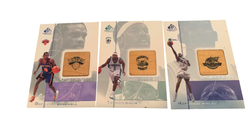 Photo 1 of 3-2001 NBA BASKETBALL UPPER DECK GAME USED COURT CARDS