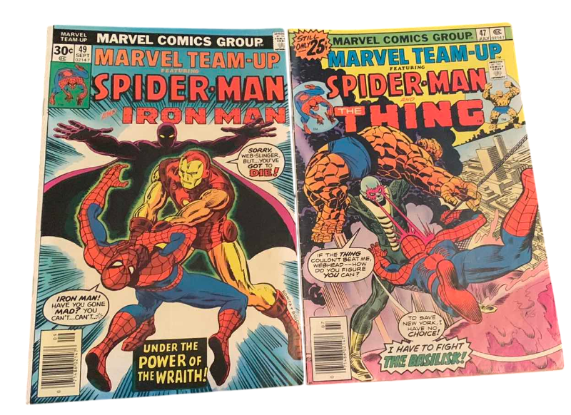 Photo 1 of MARVEL TEAM-UP 47 & 49 SPIDER-MAN IRON MAN AND THE THING COMICS