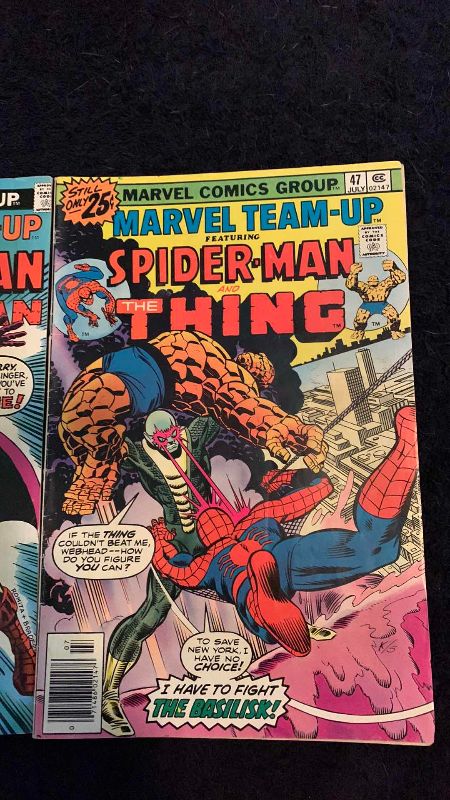 Photo 1 of MARVEL TEAM-UP 47 & 49 SPIDER-MAN IRON MAN AND THE THING COMICS