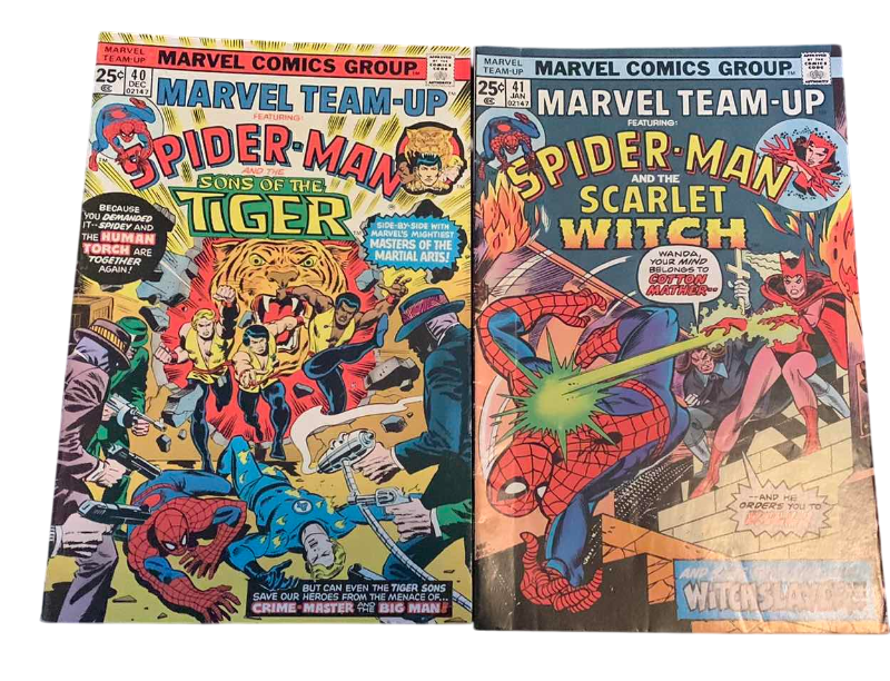 Photo 1 of MARVEL TEAM-UP 40 & 41 SPIDER-MAN SCARLET WITCH AND SONS OF THE TIGER 1975 COMICS