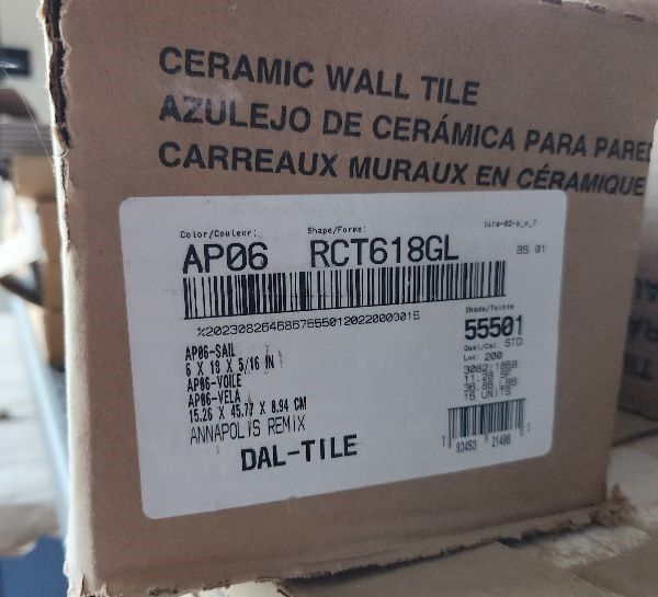 Photo 1 of 5 BOXES OF 6" X 18" CERAMIC WALL TILE