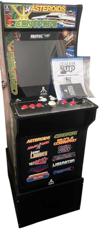 Photo 1 of ARCADE 1UP ATARI CLASSICS STAND UP ARCADE GAME: ASTEROIDS, CENTIPEDE, MISSLE COMMAND, LUNAR LANDER, TEMPEST, AND MORE 19” X 23” H 59”