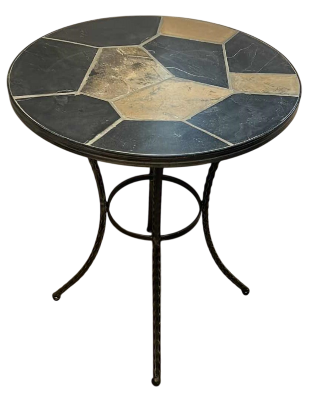 Photo 1 of PIER 1 ROUND SLATE STONE TOP TABLE  24” DIAMETER, H 30”