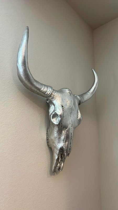 Photo 1 of SILVER BULL SKULL MOUNT ART 25” X 26”