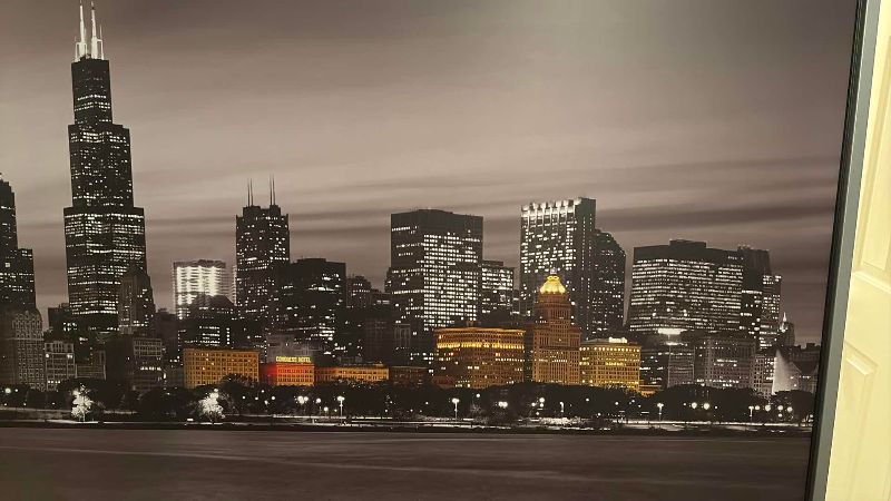Photo 1 of CHICAGO FRAMED CITY LANDSCAPE ART PRINT 55” X 40” H