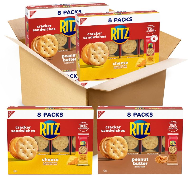 Photo 2 of 
RITZ Peanut Butter Sandwich Cracker Snacks and Cheese Sandwich Crackers, Snack Crackers Variety Pack, Christmas Crackers, 32 Snack Packs