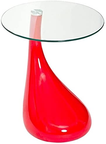 Photo 1 of **PARTS ONLY**
Fab Glass and Mirror, Red Tear Drop Side Table with Round Glass Top
