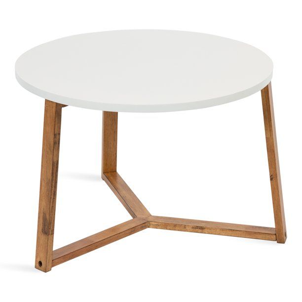 Photo 1 of ** DAMAGED**
Kate and Laurel Rioux Modern Round Coffee Table, 26 x 26 x 18, White and Natural Wood, Decorative Scandinavian Minimalist Coffee Table for Serving, Display, and Storage
