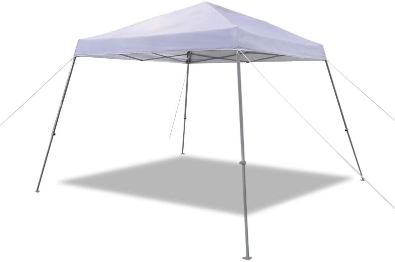 Photo 1 of  Outdoor One-push Pop Up Canopy, 8ft x 8ft Top Slant Leg with Wheeled Carry, White
