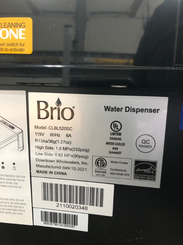 Photo 5 of Brio - CLBL520SC Self Cleaning Bottom Loading Water Cooler Water Dispenser & Cool Water - UL/Energy Star Approved & New Wave Enviro Products BPA Free Tritan™ Bottle, 5-Gallon
