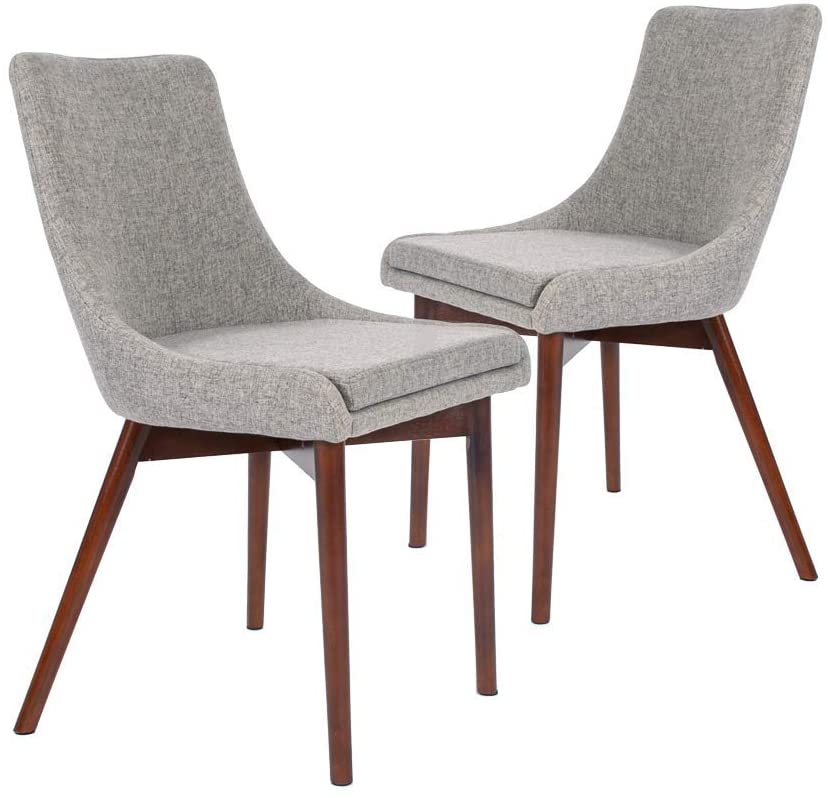 Photo 1 of CangLong Upholstered Fabric Brown Chairs and Solid Wood Legs for Kitchen Dining Bedroom Living Room, Set of 2, Grey (34" H x 18.5" D x 24" W)
