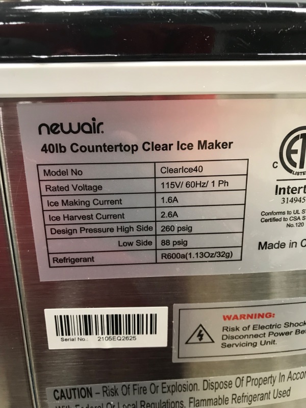 Photo 5 of ***PARTS ONLY*** Newair Silver Counter Top Ice Maker Machine,Compact Automatic Ice Maker, Cubes Ready in under 15 Minutes,Portable Ice Cube Maker with Scoop and Basket,Perfect For Home/Kitchen/Office/Bar - ClearIce40
