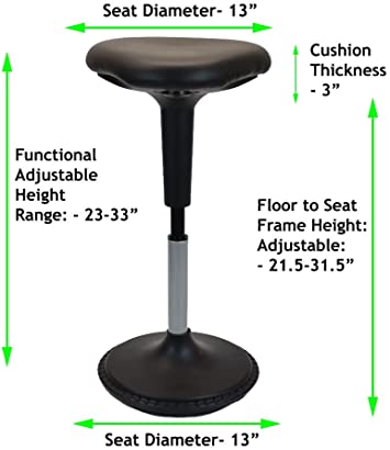 Photo 1 of Uncaged Ergonomics Wobble Stool Standing Desk Chair, Adjustable Height, 360 Computer Active Sitting Black Saddle seat