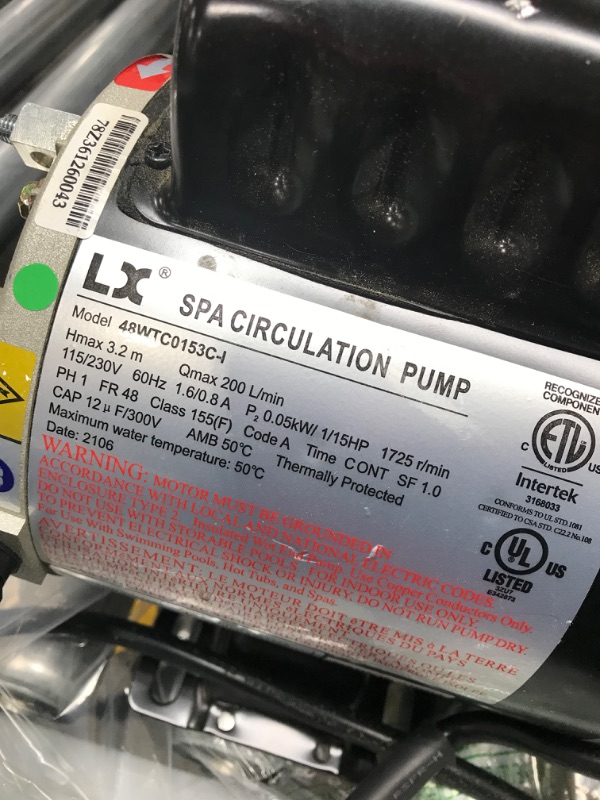 Photo 3 of **MAKES NOICE**
Key Lander Spa & Hot Tub Single Speed Circulation Pump;Maximum Flow Rate 53GPM, 230V/60Hz,If The Input Power is 115V/60Hz,The Wiring Must be relocated manually.OEM Model # 48WTC0153C-I
