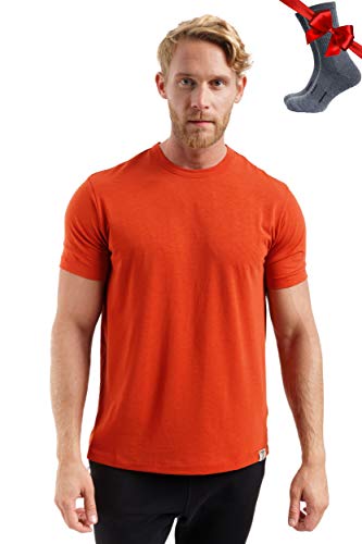 Photo 1 of Orange Merino.tech 100% Organic Merino Wool Lightweight Men's T-Shirt + Hiking Wool Socks
SIZE XL