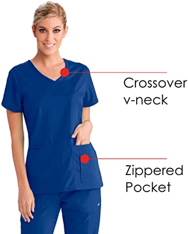 Photo 1 of BARCO Grey's Anatomy Women's Cora Top, Crossover V-Neck Medical Scrub Top w/ 4 Pockets & Tulip Sleeves
SIZE S