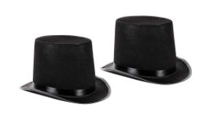 Photo 1 of 2-Pack Black Felt Top Hat, Lincoln Hat, Magician Hat Halloween Costume Accessory
