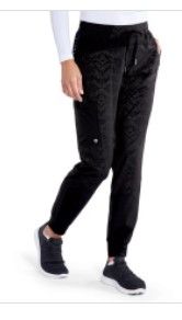 Photo 1 of Barco One BOP513 Women's 3-Pocket Perforated Cargo Jogger Scrub Pant Black Glimmer Print MP
 SIZE MEDIUM PETITE
