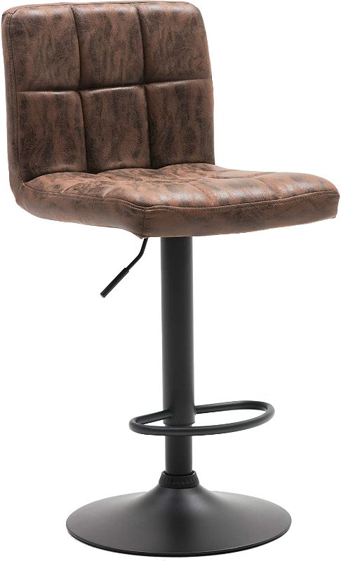 Photo 1 of **MISSING HARDWARE** BTEXPERT Adjustable Industrial Metal upholstered Swivel Vintage Brown Rustic Dining Barstool Chair 
