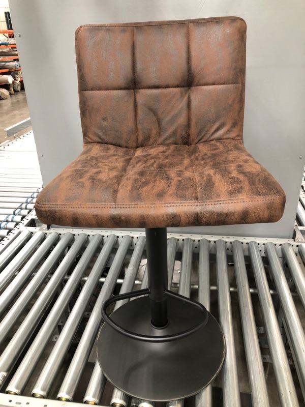 Photo 2 of **MISSING HARDWARE** BTEXPERT Adjustable Industrial Metal upholstered Swivel Vintage Brown Rustic Dining Barstool Chair 
