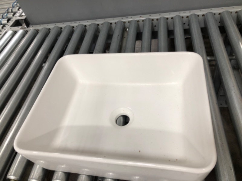 Photo 2 of 19 in. x 15 in. Rectangular Ceramic Vessel Sink in White
