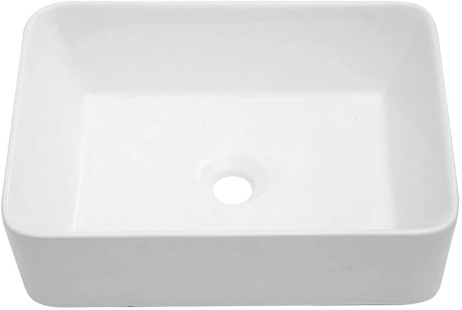 Photo 1 of 19 in. x 15 in. Rectangular Ceramic Vessel Sink in White
