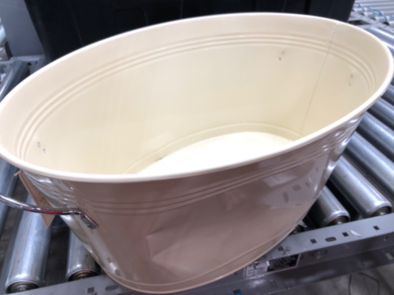 Photo 2 of **MINOR DENTS** Twine Rustic Farmhouse Decor Ice Bucket and Galvanized Cheers Tub 6.3 Gallons Cream
