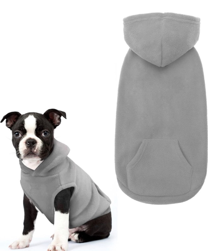 Photo 1 of EXPAWLORER Pet Dog Clothes with Pocket, Polar Fleece Dog Hoodie Fall Cold Winter Sleeveless Sweater with Hat Warm Cozy Sweatshirt for Small to Large Dogs Boy and Girl (Grey, S) 2 pack 