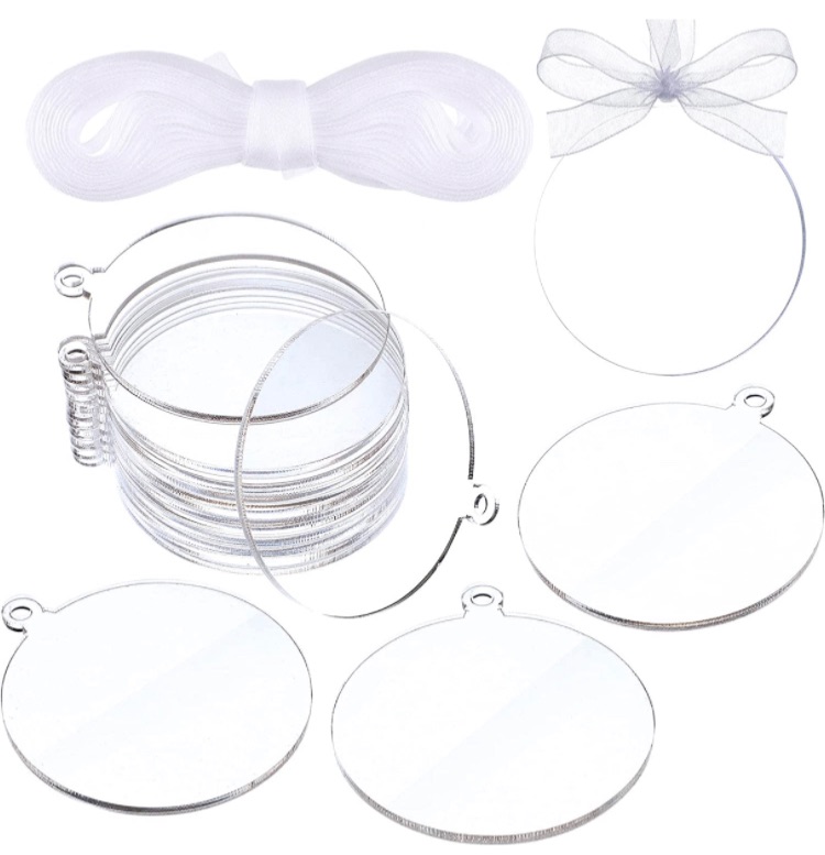 Photo 1 of 25 Pieces Clear Acrylic Christmas Ornaments Blank Round Christmas Acrylic Ornaments for DIY Craft Christmas Hanging Ornaments for Home Christmas Tree Decoration Hanging Xmas Day Decorations Supplies 2 pack 