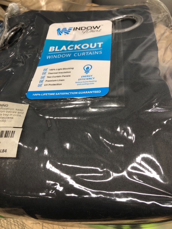 Photo 1 of 
100% Blackout Window Curtains: Room Darkening Thermal Window Treatment with Light Blocking Black Liner for Bedroom, Nursery and Day Sleep - 2 Pack of Drapes, Charcoal (84” Drop x 52” Wide Each