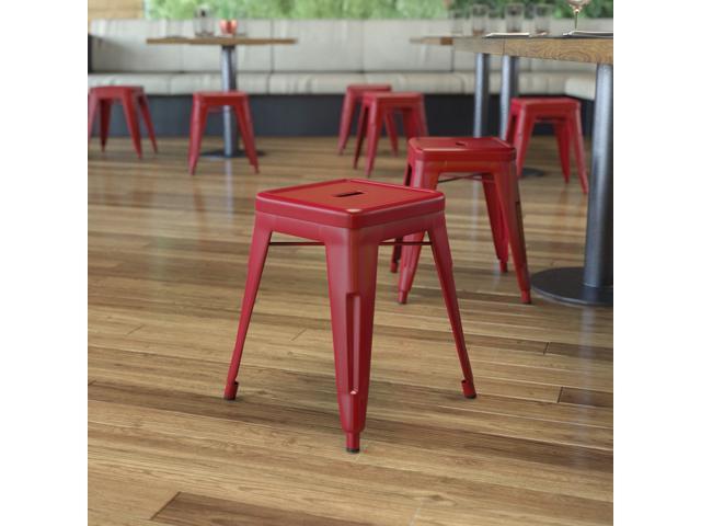 Photo 1 of 3 Pack 18 Inch Red Metal Stool
