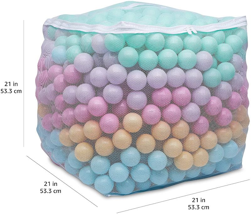 Photo 1 of Amazon Basics BPA Free Plastic Ball Pit Balls with Storage Bag, 1,000 ct (2.3” Diameter), Pastels
