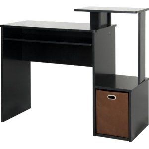 Photo 1 of Furinno Econ Multipurpose Home Office Computer Writing Desk with Bin; Black & Brown - 34.1 X 39.4 X 15.75 in.