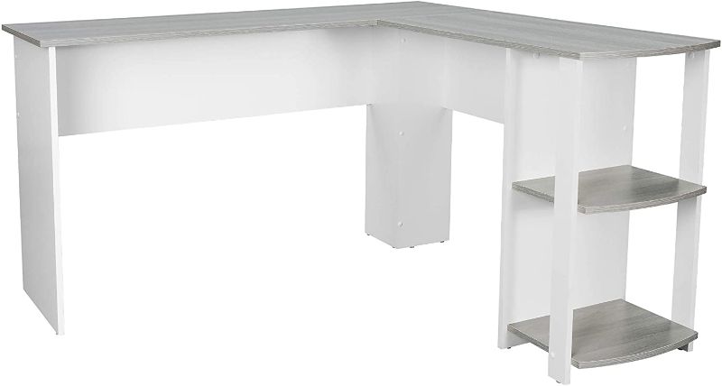 Photo 1 of **INCOMPLETE** BOX 1 OF 2** MISSING BOX 2
Techni Mobili Modern Side Shelves L-Shaped Computer Desk, Grey
