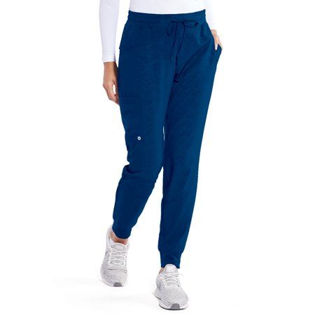 Photo 1 of Barco One BOP513 Women's 3-Pocket Perforated Cargo Jogger Scrub Pant Indigo Glimmer Print M
