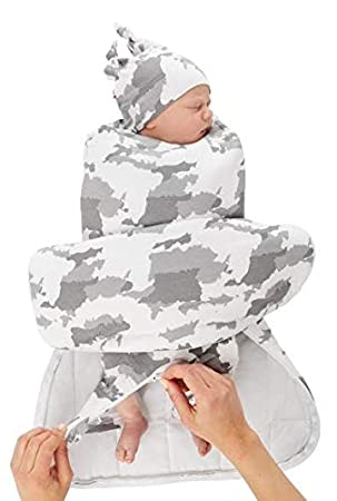 Photo 1 of GUNAMUNA Swaddle Sack Transitional Sleeping Bag in Bamboo Rayon 1.0 TOG, for Newborn to 3 Months, Grey Clouds- NEW BORN
