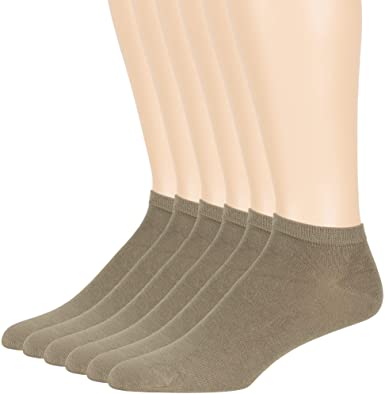 Photo 1 of 7BigStars Men Bamboo Ankle Sock - 6 Pack -M/L- Thin-Low Cut Breathable Seamless Black Grey White Khaki Brown Beige- 6-9 MEDIUM 
