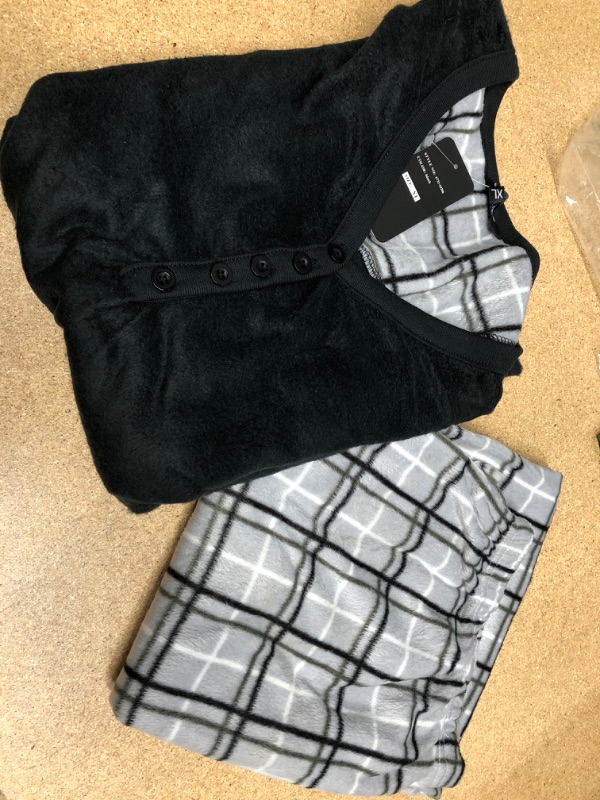 Photo 1 of 2 Piece PJ Set Black Shirt & Plaid Pants- XL