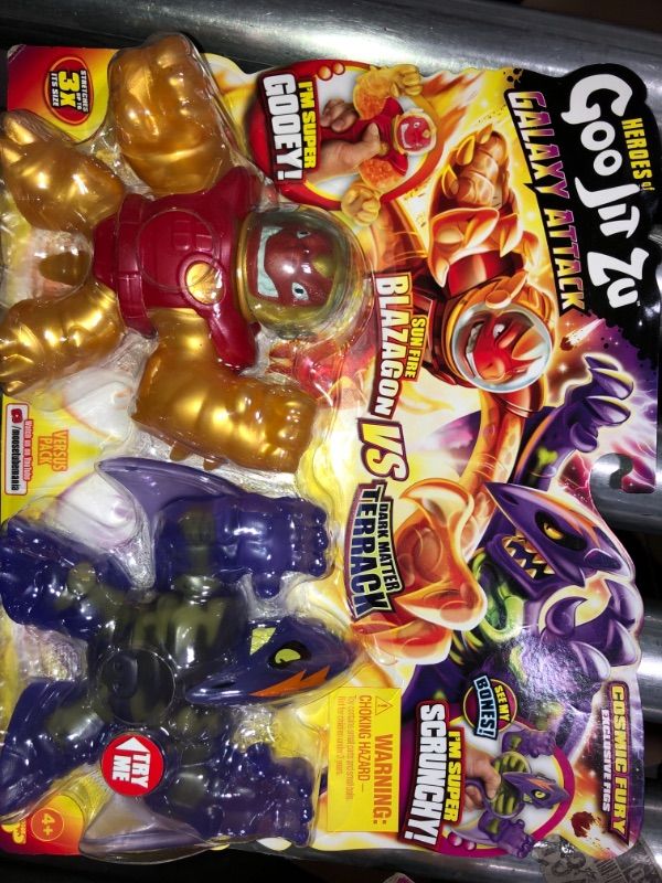 Photo 2 of Heroes of Goo Jit Zu Galaxy Attack, Action Figure - Cosmic Fury Versus Pack - Sun Fire Blazagon vs Dark Matter Terrack
